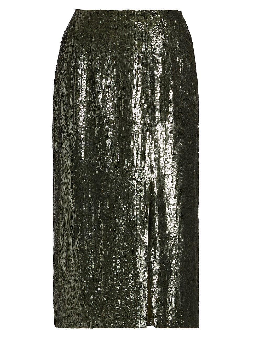 Womens Fishscale Ladylike Sequined Midi-Skirt Product Image