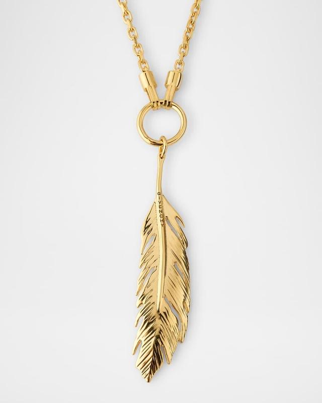 Men's Small Gold-Tone Feather Pendant Necklace Product Image