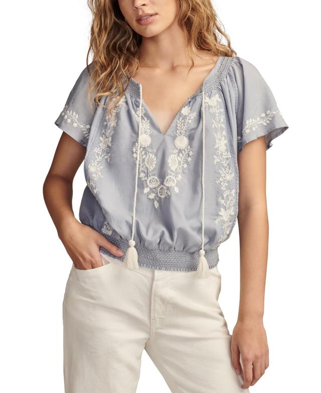 Lucky Brand Flutter Sleeve Top (Brunnera ) Women's Clothing Product Image