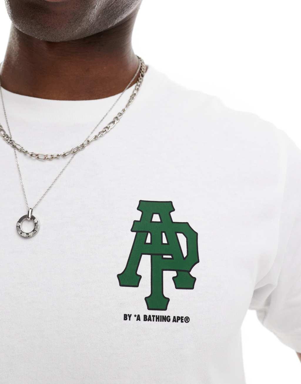 Aape By A Bathing Ape logo t-shirt with camo back print in white Product Image