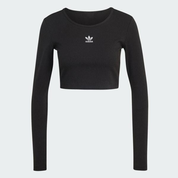 Essentials Ribbed Crop Long Sleeve Tee Product Image