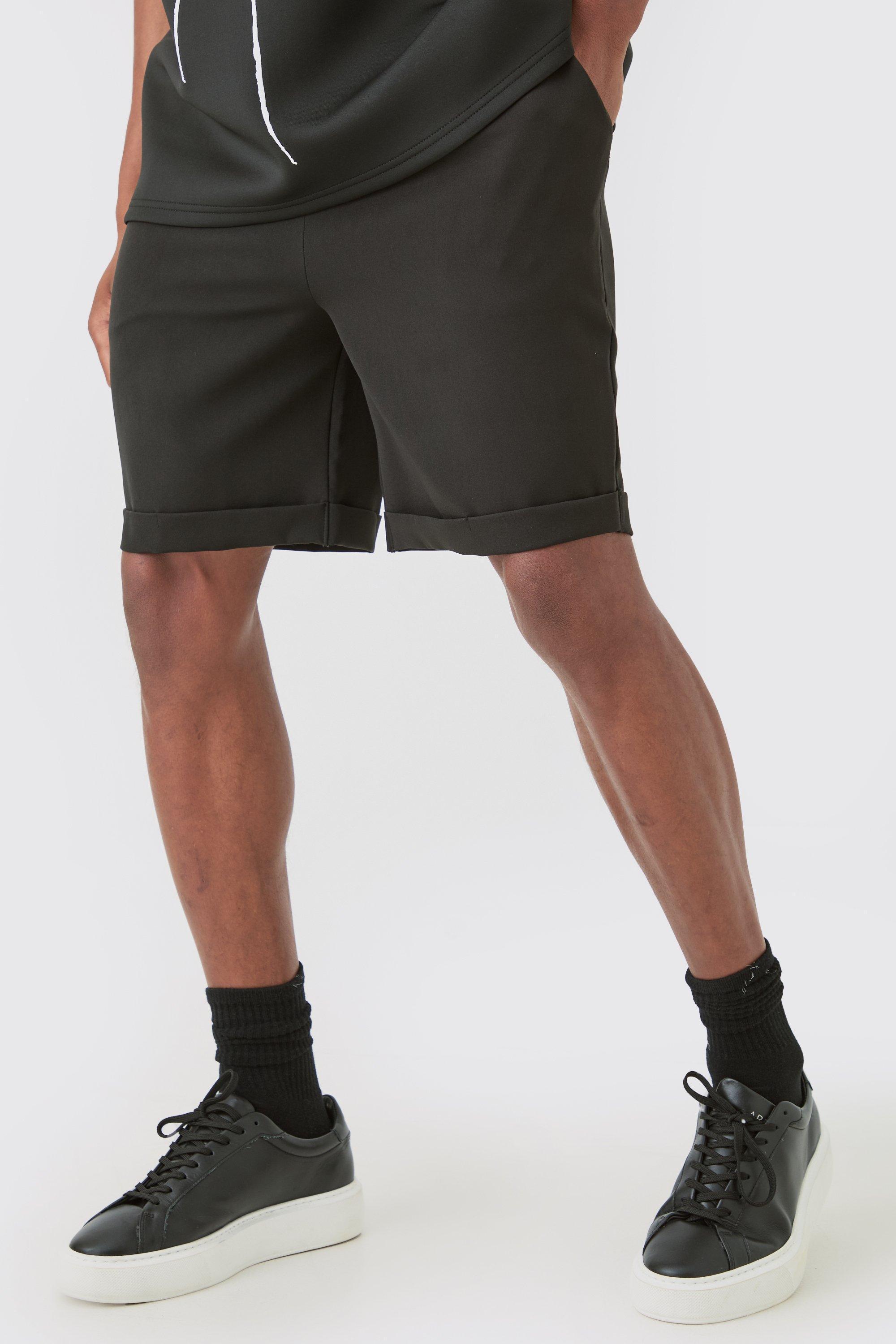 Elasticated Waist Turn Up Stretch Slim Fit Shorts | boohooMAN USA Product Image