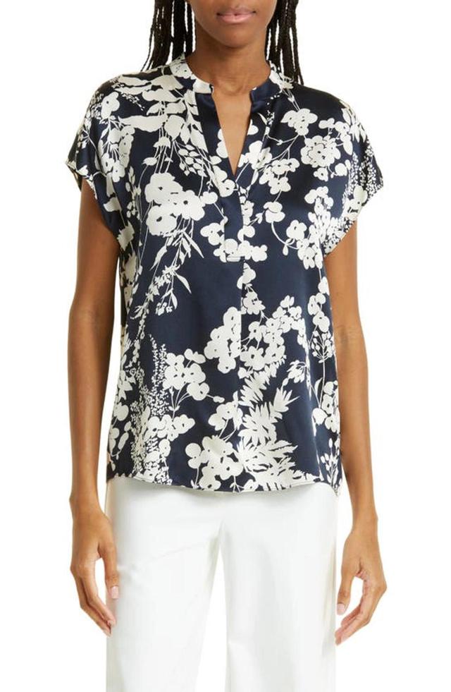 Arboretum Silk Cap Sleeve Top In Coastal Product Image