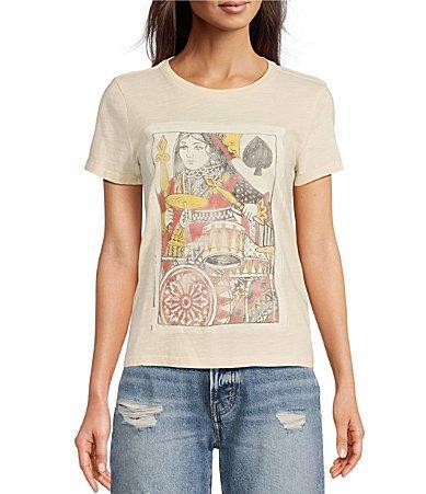 Lucky Brand Knit Queen Of Spades Crew Neck Short Sleeve Relaxed Fit Classic Tee Product Image