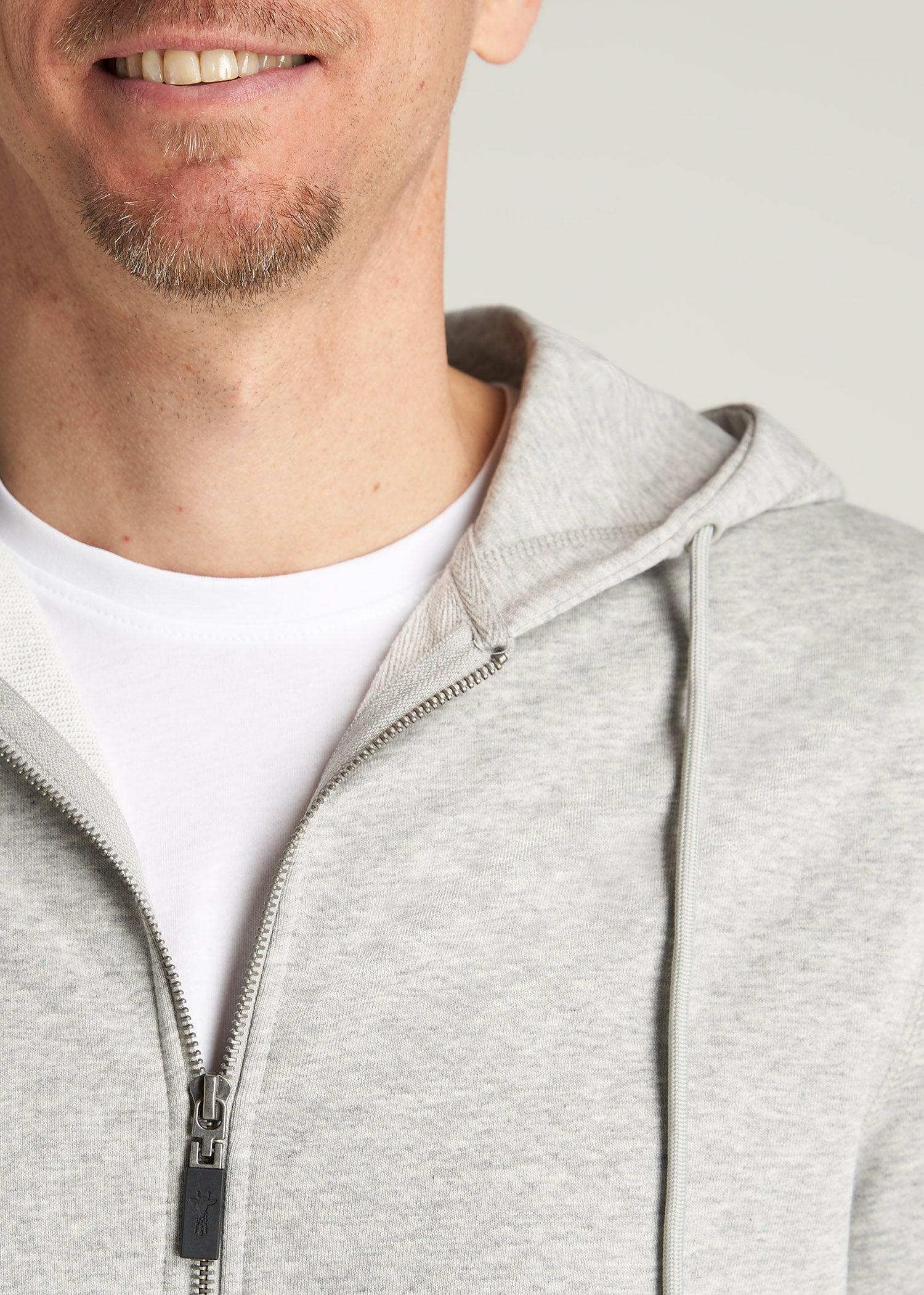 Wearever French Terry Full-Zip Men's Tall Hoodie in Grey Mix Product Image