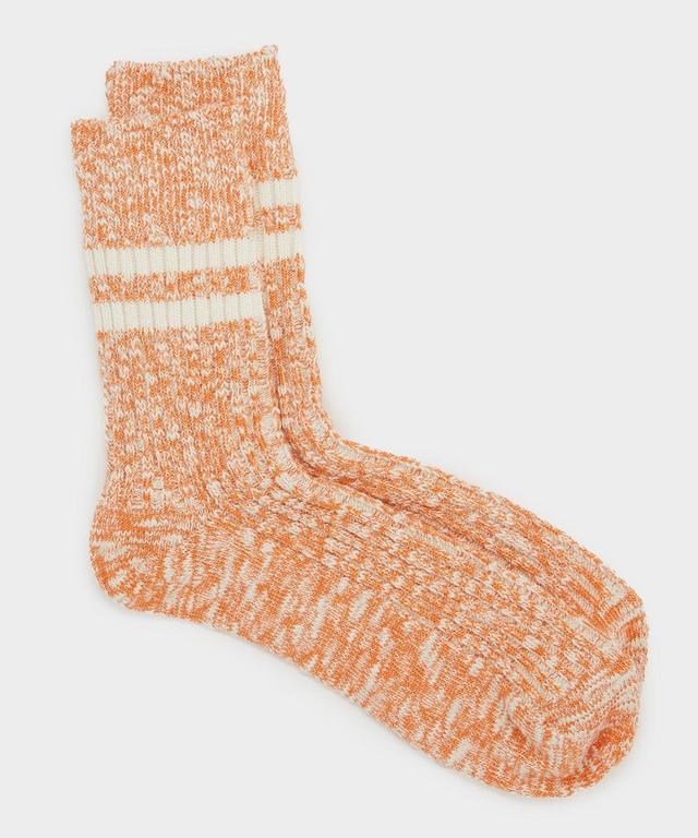 Rototo Two Stripe Cotton Slub Sock in Orange Product Image