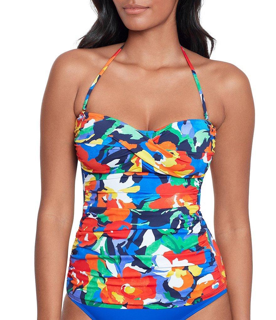 Lauren Ralph Lauren Bold Abstract Floral Print Twist Bandini Swim Top Product Image