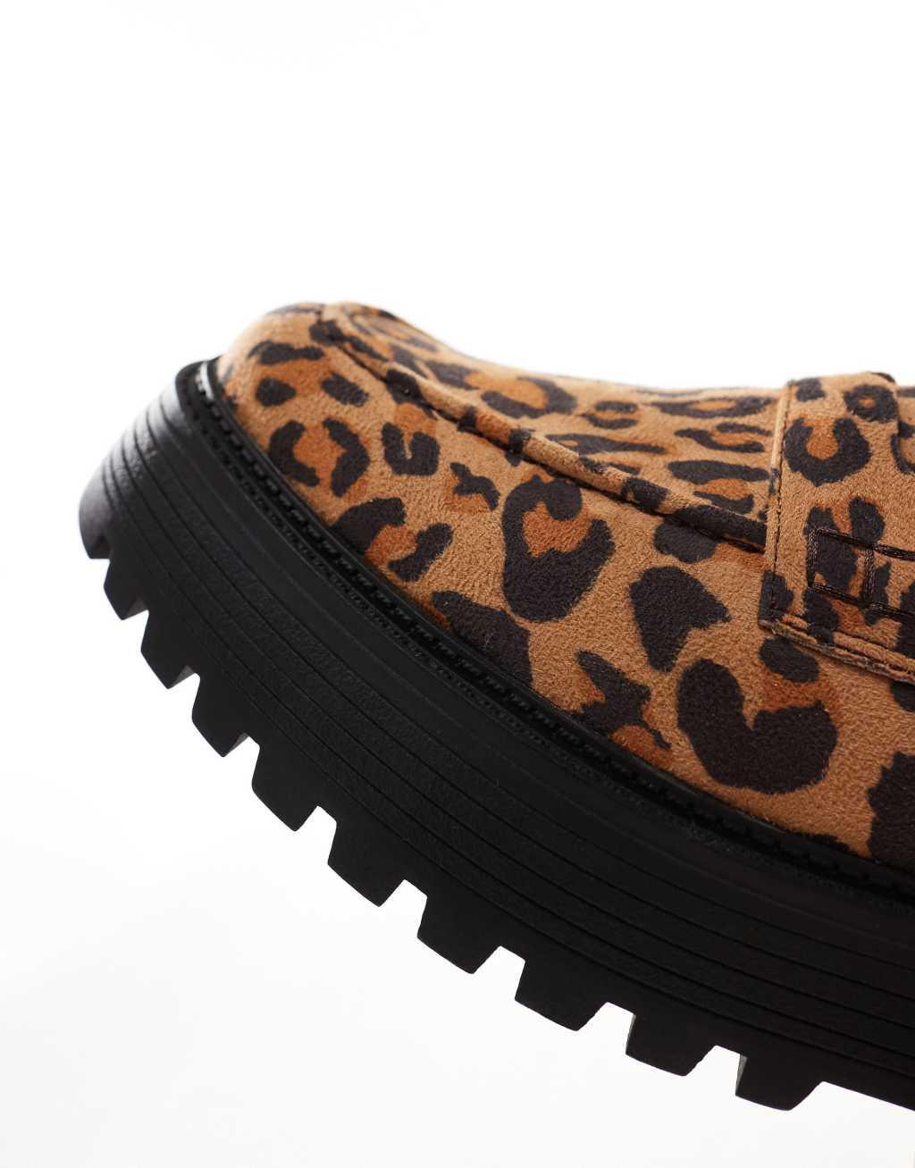 ASOS DESIGN chunky loafers in faux leopard print Product Image