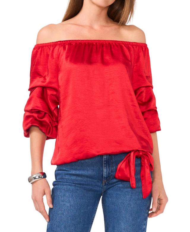 Vince Camuto Womens Off The Shoulder Bubble Sleeve Tie Front Blouse Product Image