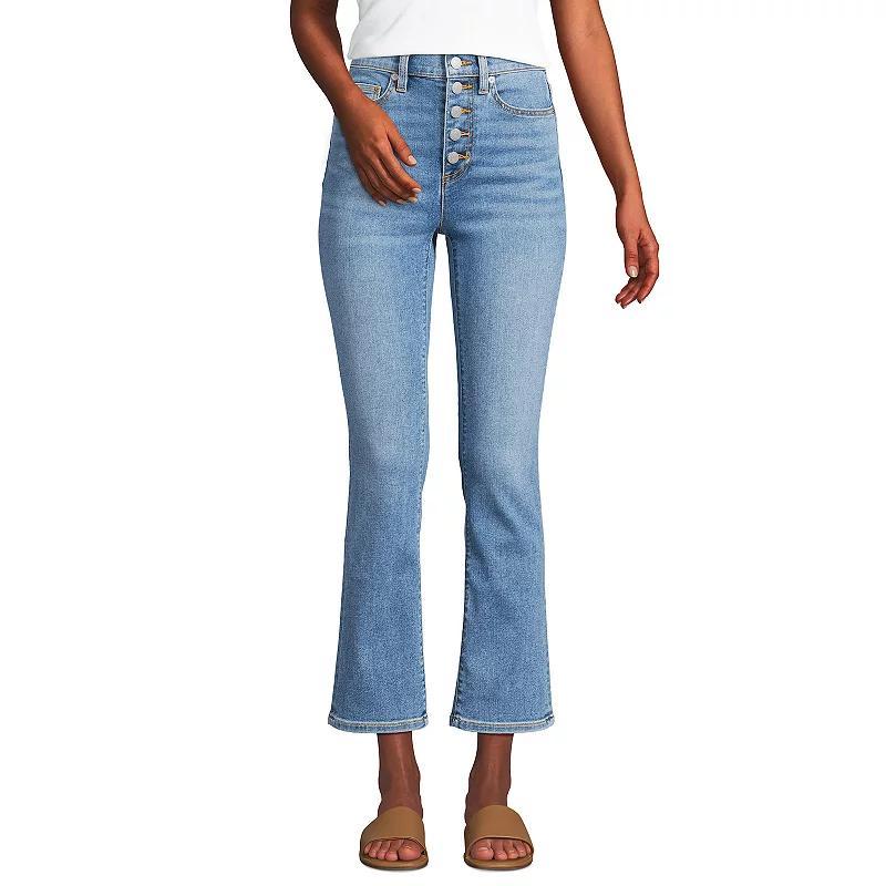 Petite Lands End Recover High-Rise Kick Flare Crop Jeans, Womens Blue Tide Blue product image