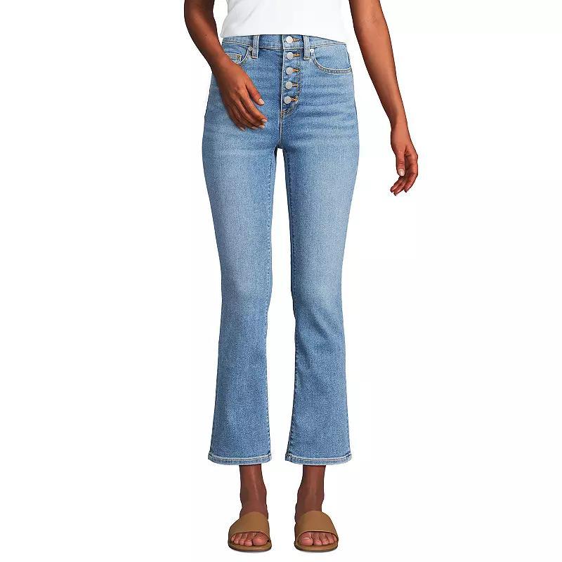 Petite Lands End Recover High-Rise Kick Flare Crop Jeans, Womens Blue Tide Blue Product Image