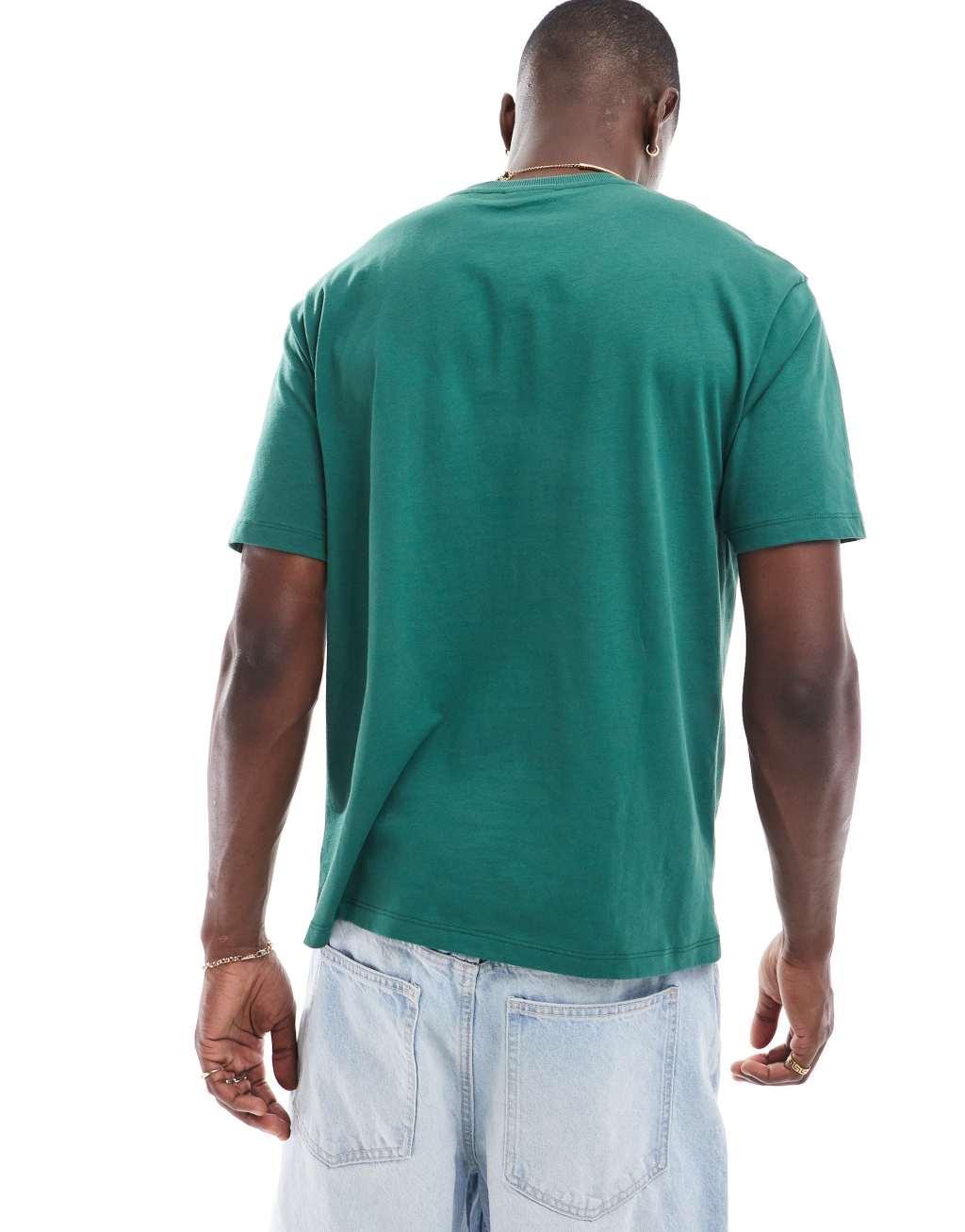 ASOS DESIGN relaxed T-shirt with front print in green Product Image