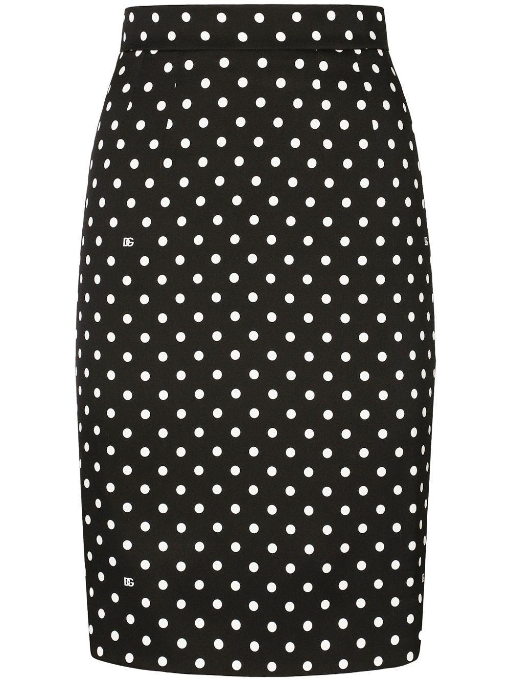 Polka-dot Print Pencil Skirt In Pois Product Image