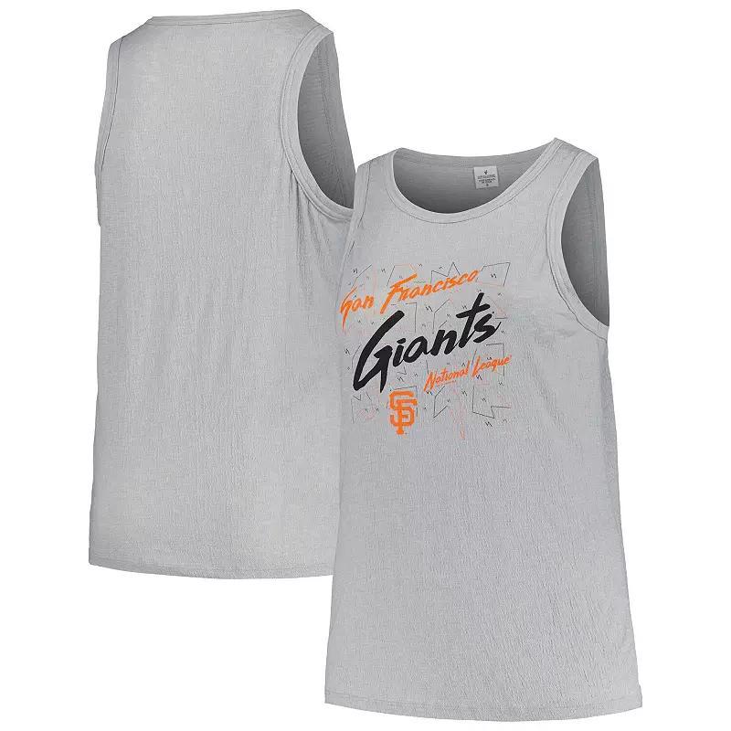 Womens Soft as a Grape Steel San Francisco Giants Plus Size Curvy High Neck Tri-Blend Tank Top Product Image