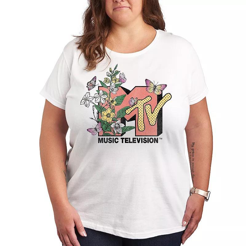 Plus MTV Botanical Art Graphic Tee, Womens Product Image