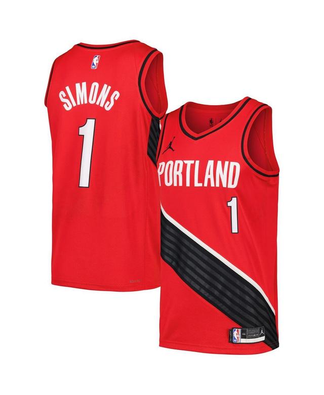 Mens Jordan Anfernee Simons Red Portland Trail Blazers Swingman Player Jersey - Statement Edition - Red Product Image