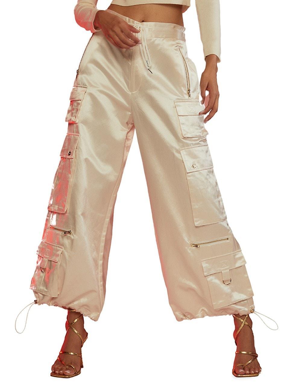 Womens Silk-Blend Cargo Pants Product Image