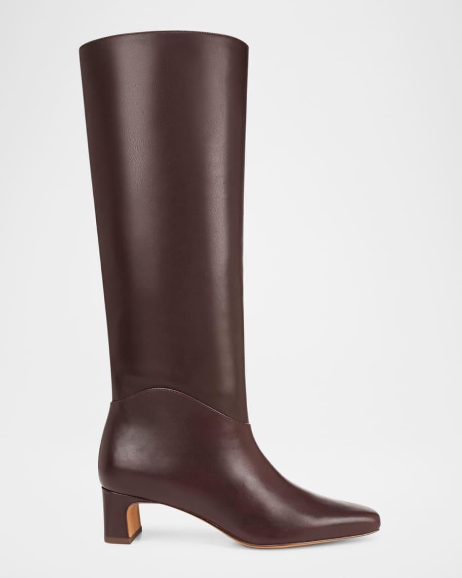 Calf Leather Kitten-Heel Knee Boots Wide Calf Product Image