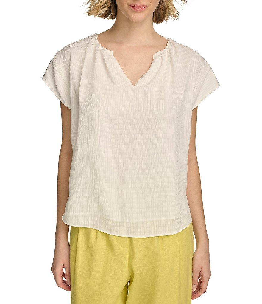 Calvin Klein Split V-Neck Short Sleeve Blouse product image