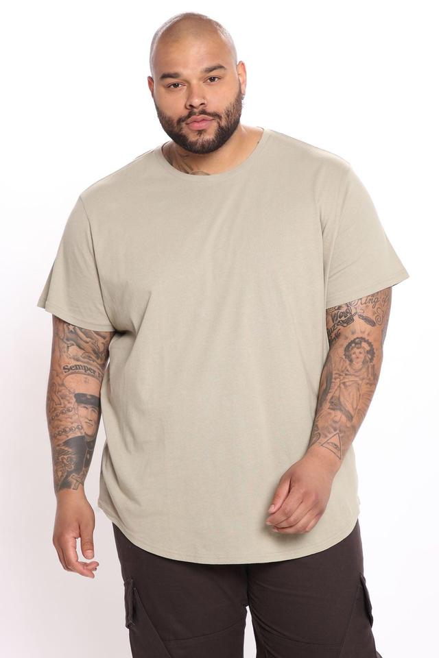 Essential Basic Scallop Tee - Tan Product Image