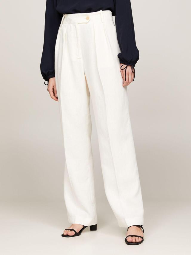 Tommy Hilfiger Women's Relaxed Straight-Fit Linen Blend Pant Product Image