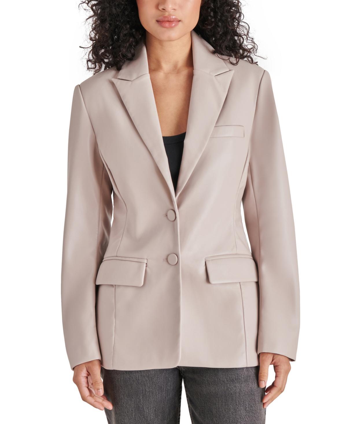 Steve Madden Womens Aria Faux-Leather Blazer Product Image