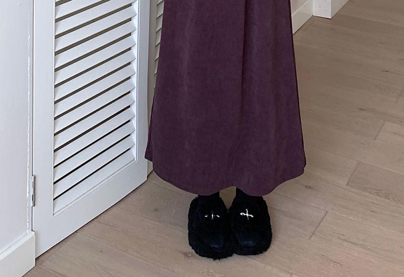 High Rise Plain Maxi A-Line Skirt Product Image