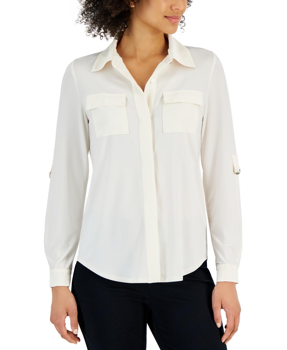 Anne Klein Womens Convertible-Sleeve Utility Shirt product image