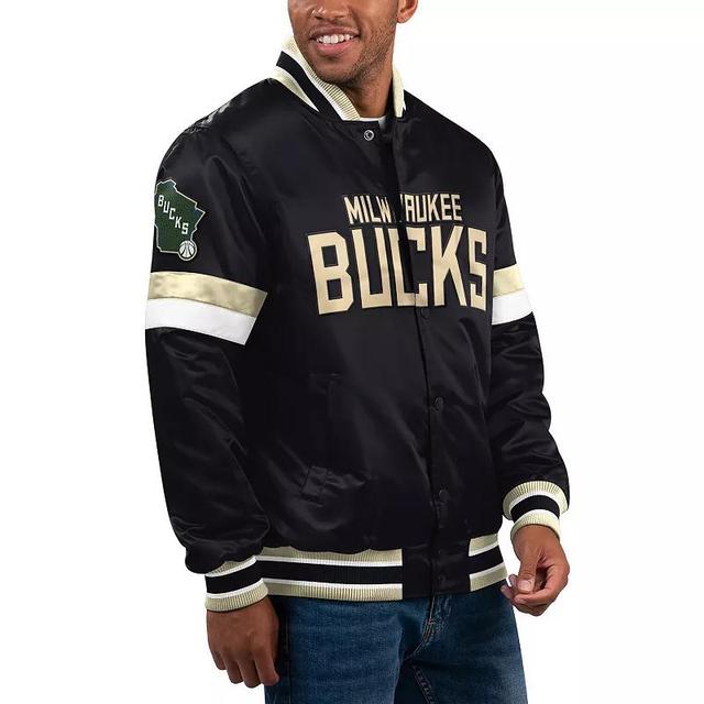 Mens Starter Milwaukee Bucks Home Game Satin Full-Snap Varsity Jacket Product Image