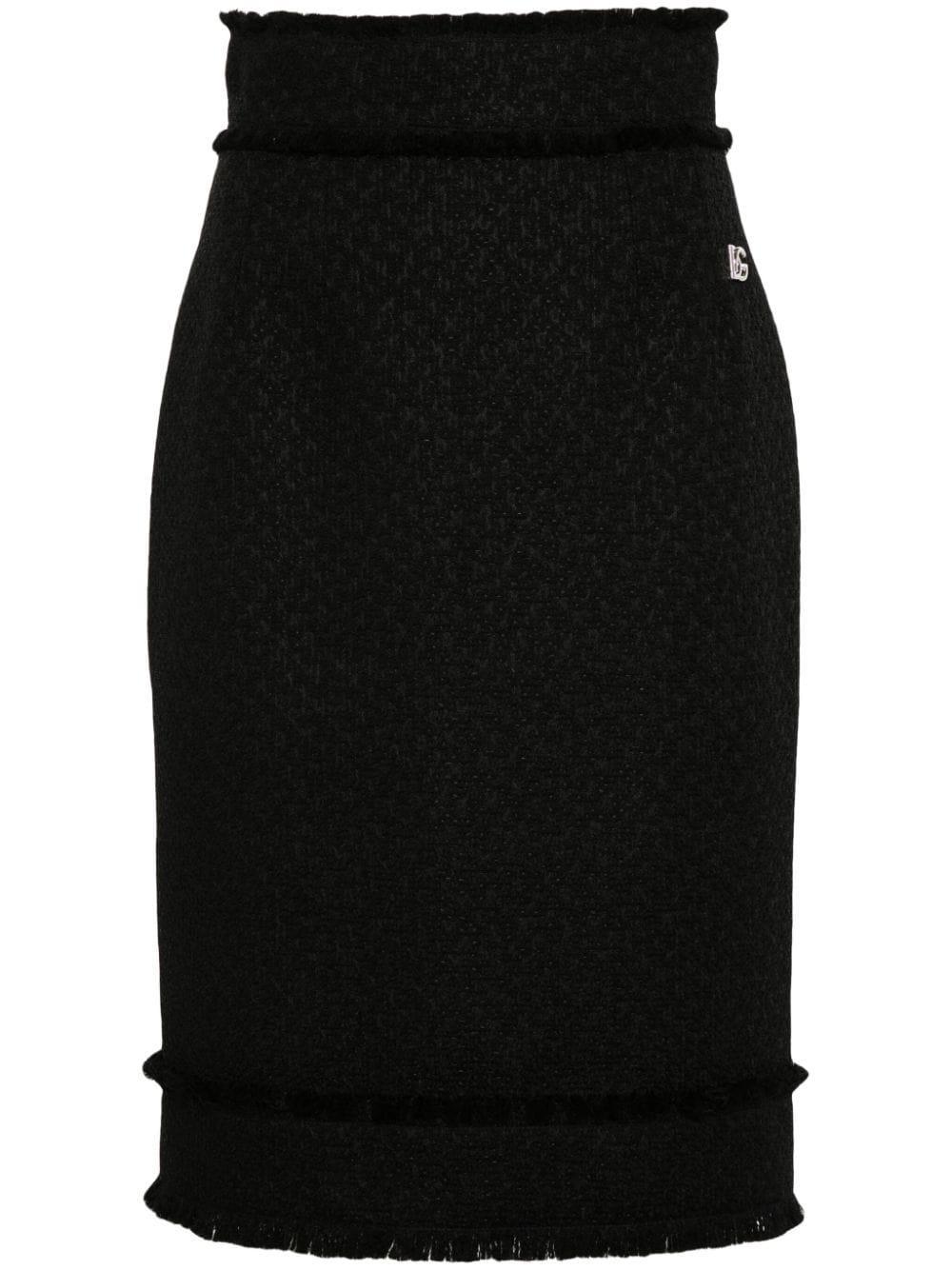 Wool-blend Tweed Pencil Skirt In Black Product Image