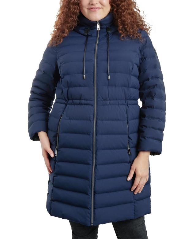 Michael Michael Kors Womens Plus Size Anorak Hooded Faux-Leather-Trim Down Packable Puffer Coat, Created for Macys Product Image