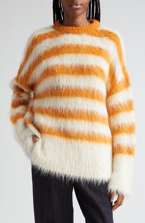 Monse Striped Alpaca Sweater in White,Orange. Size M, S, XS. Product Image