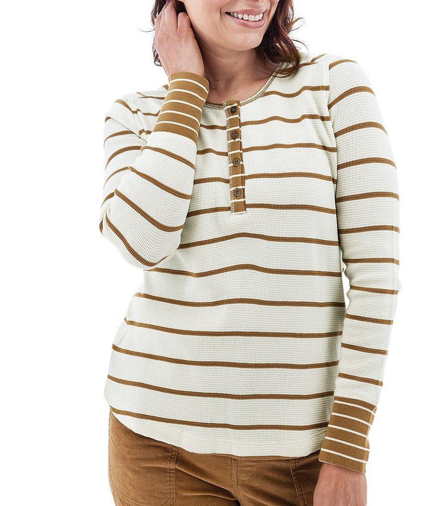 Aventura Nicole Rib Knit Striped Henley Top Product Image