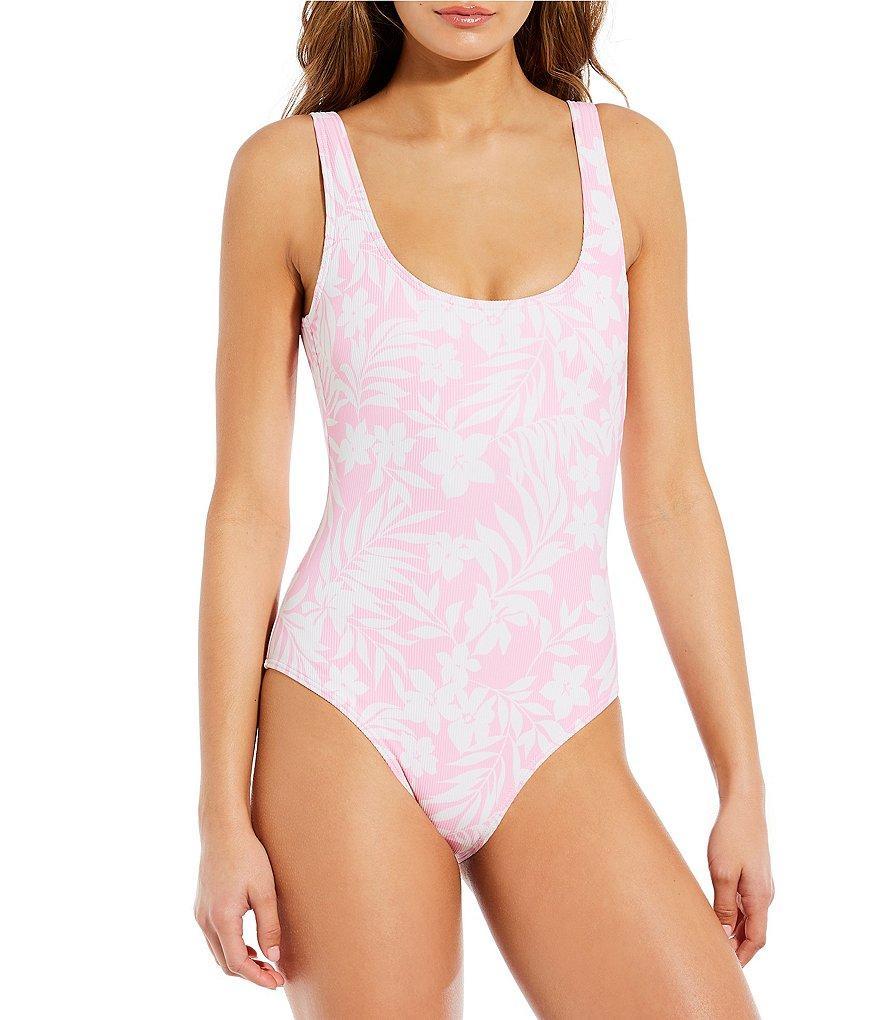 Billabong Sweet Waves Tropical Floral Scoop Neck Plunge Back Tank One Piece Swimsuit Product Image