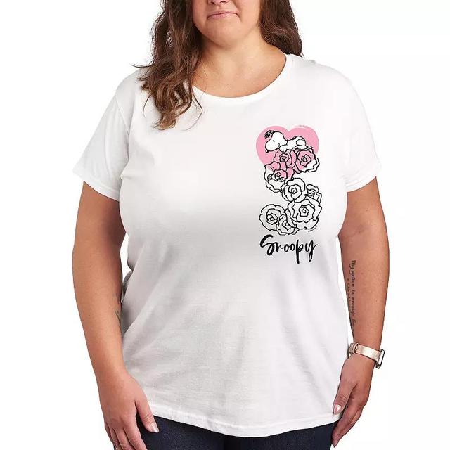 Plus Peanuts Snoopy Roses Graphic Tee, Womens Product Image