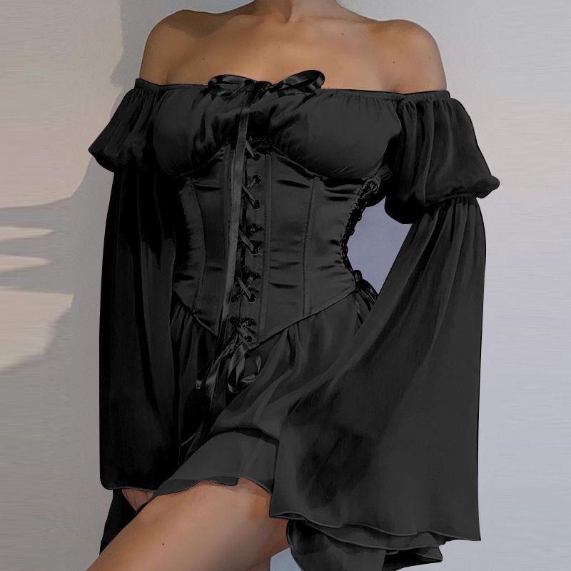 Bell-Sleeve Off-Shoulder Mini Dress Product Image