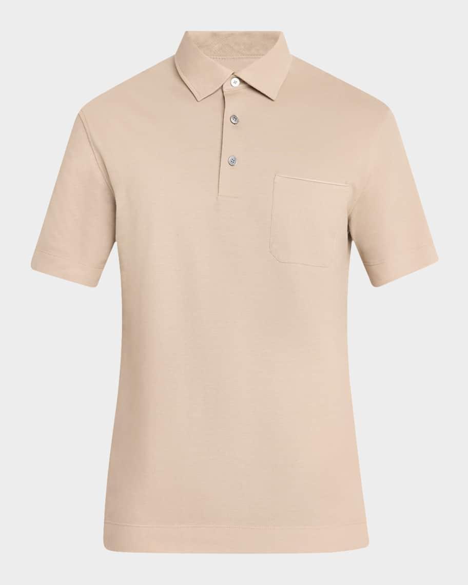 Men's Pique Polo Shirt with Leather-Trim Pocket Product Image