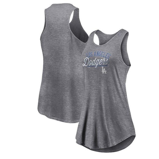 Womens Fanatics Branded Heather Gray New York Mets Simplicity Swing Racerback Scoop Neck Tank Top Product Image