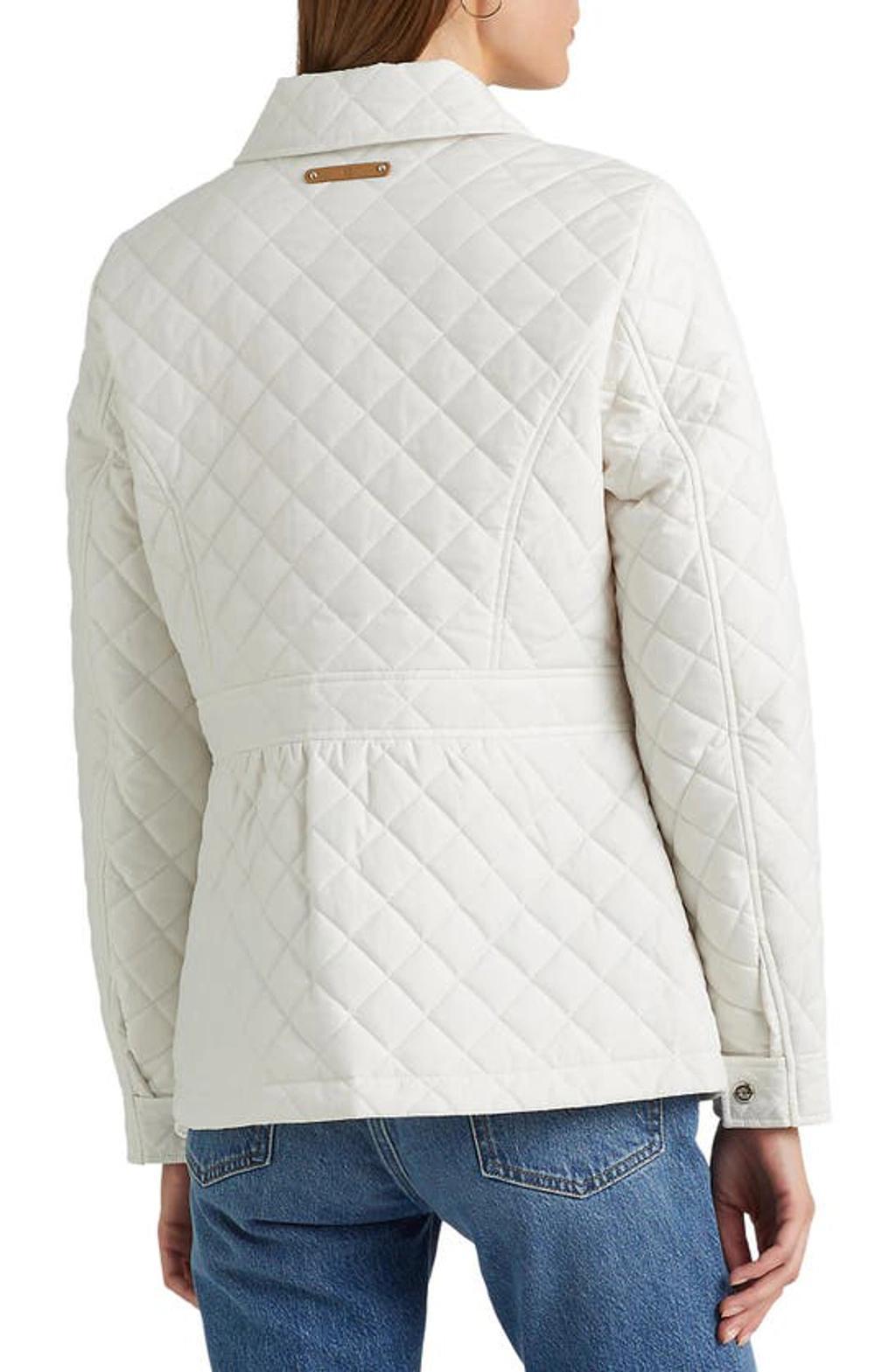 LAUREN RALPH LAUREN Quilted Peplum Jacket In Cream Product Image