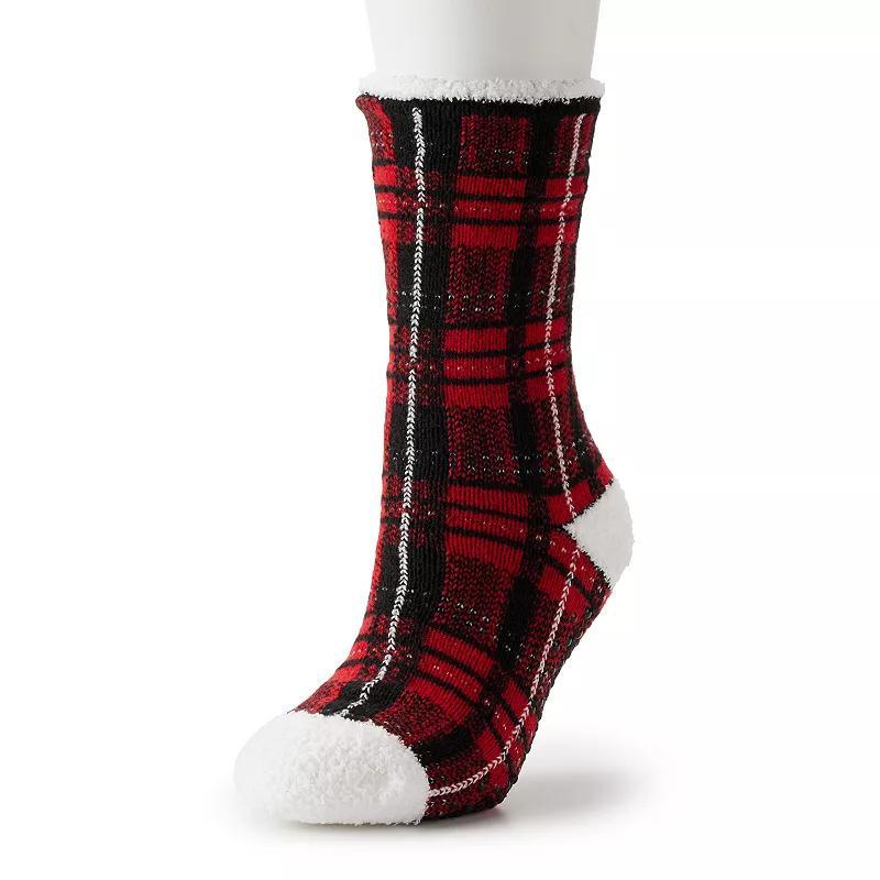 Womens Cuddl Duds Plaid Cozy Lined Lounge Slipper Socks Product Image