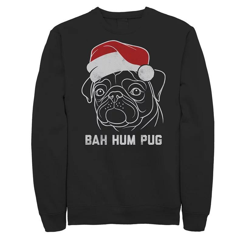 Mens Bah Hum Pug Santa Hat Outline Christmas Fleece Product Image