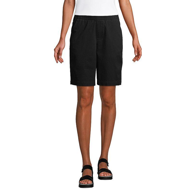 Womens Lands End Pull-On Chino Bermuda Shorts Black Product Image