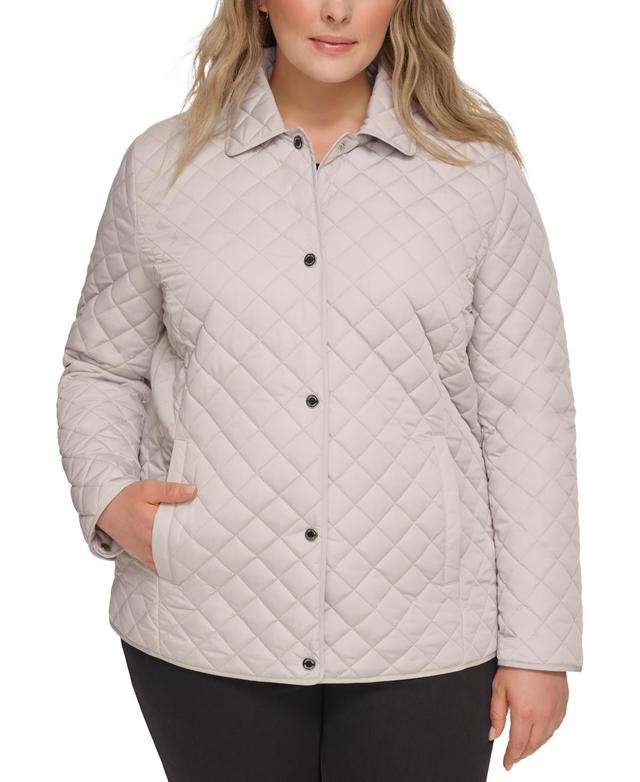 Calvin Klein Womens Plus Size Collared Quilted Coat Product Image