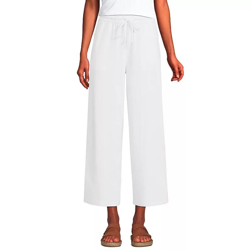 Petite Lands End Sport Pull-On Drawstring Wide Leg Crop Pants, Womens Product Image