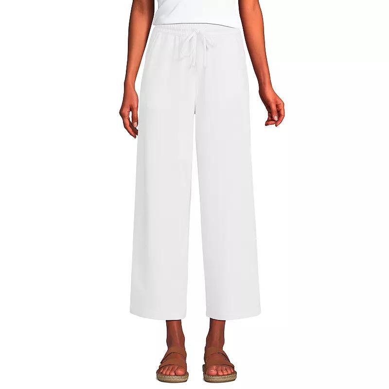 Petite Lands End Sport Pull-On Drawstring Wide Leg Crop Pants, Womens Rich Brown Product Image