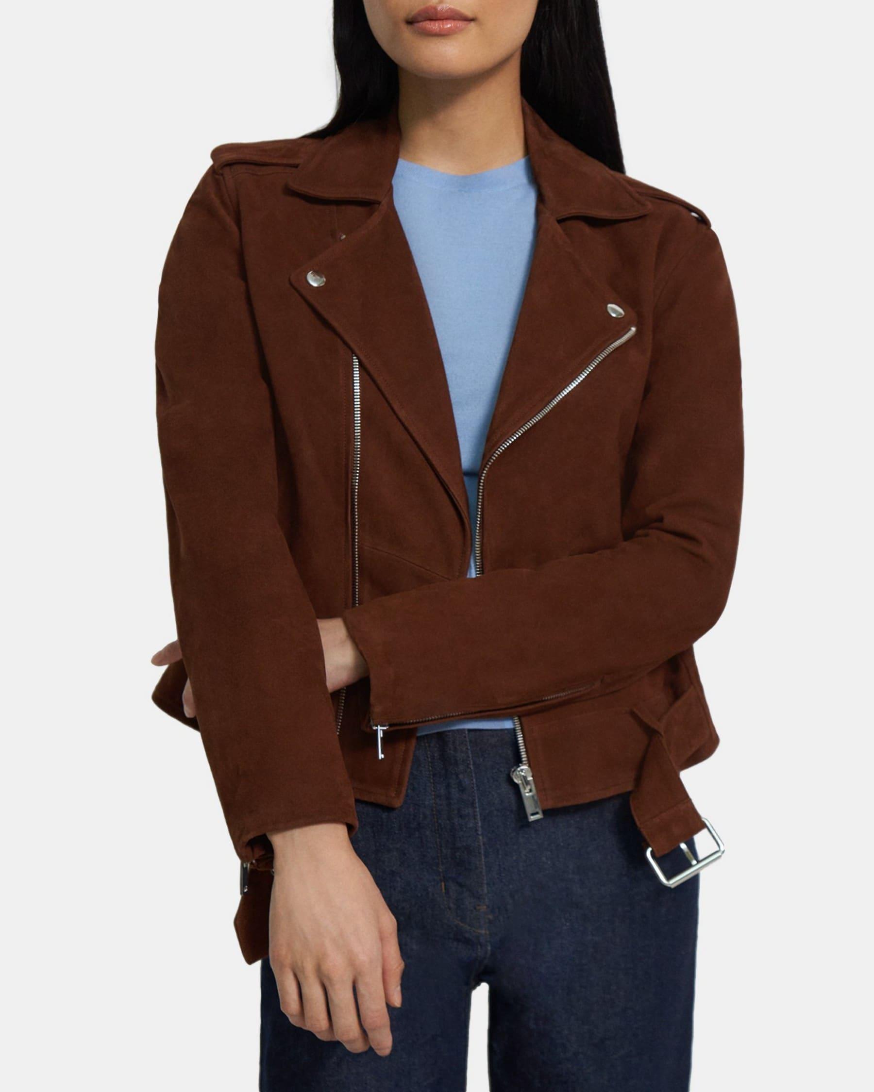 Casual Moto Jacket in Cotton-Bonded Suede Product Image