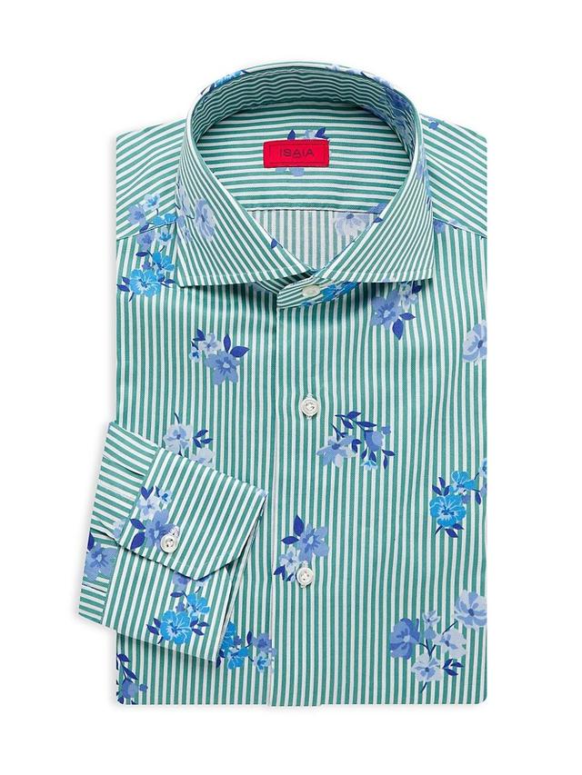 Mens Mix Striped Floral Dress Shirt Product Image