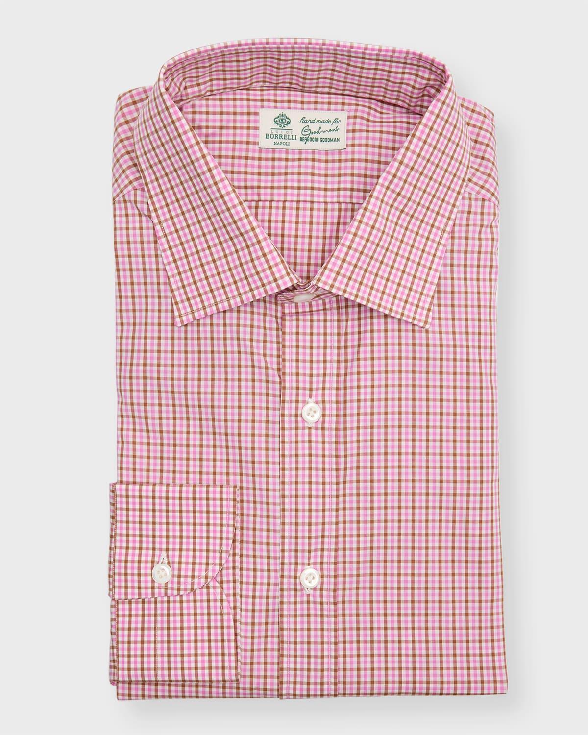 Mens Cotton Micro-Check Casual Button-Down Shirt Product Image