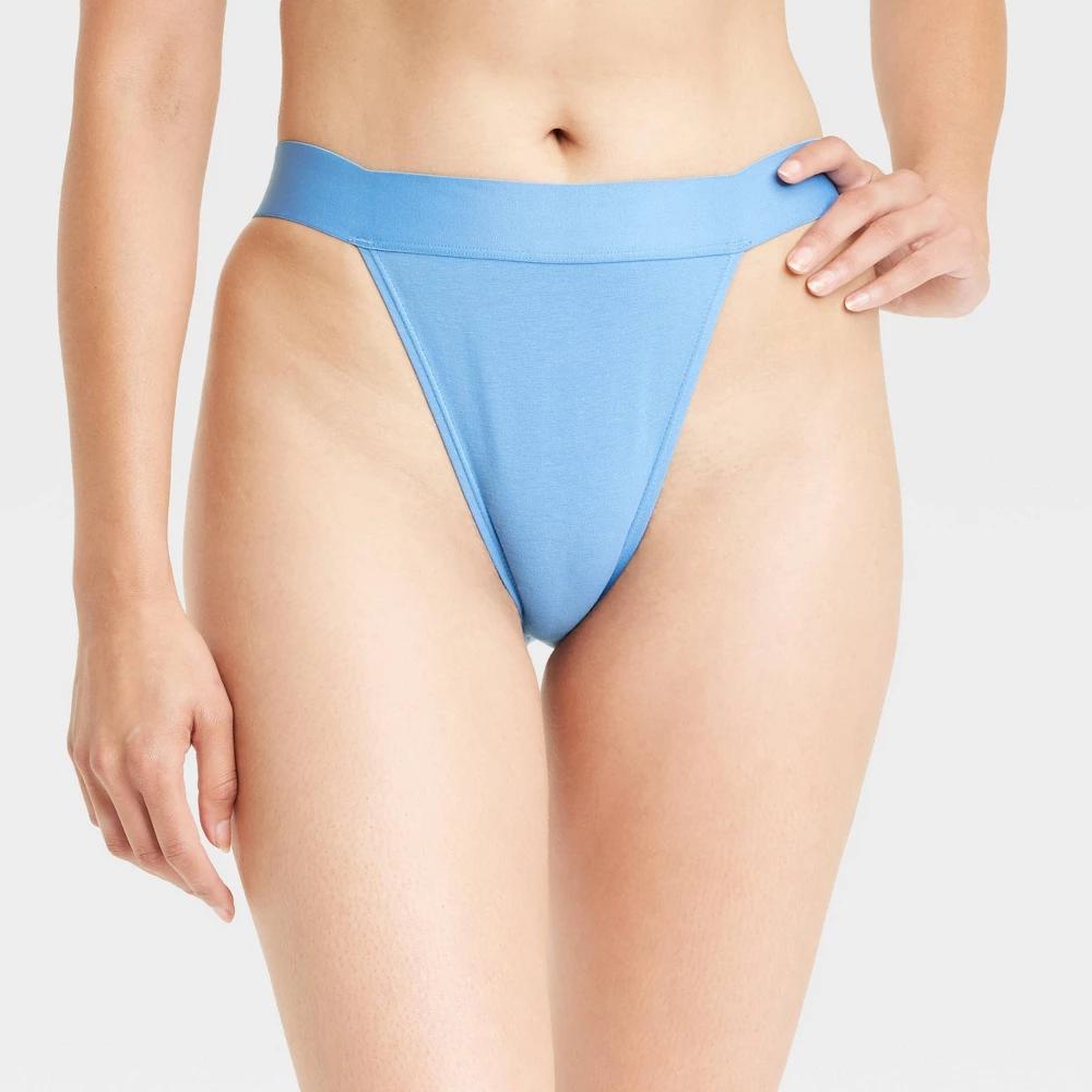 Womens Cotton Stretch Hi-Cut Cheeky Underwear with Elastic Waist - Auden Blue Twilight L Product Image