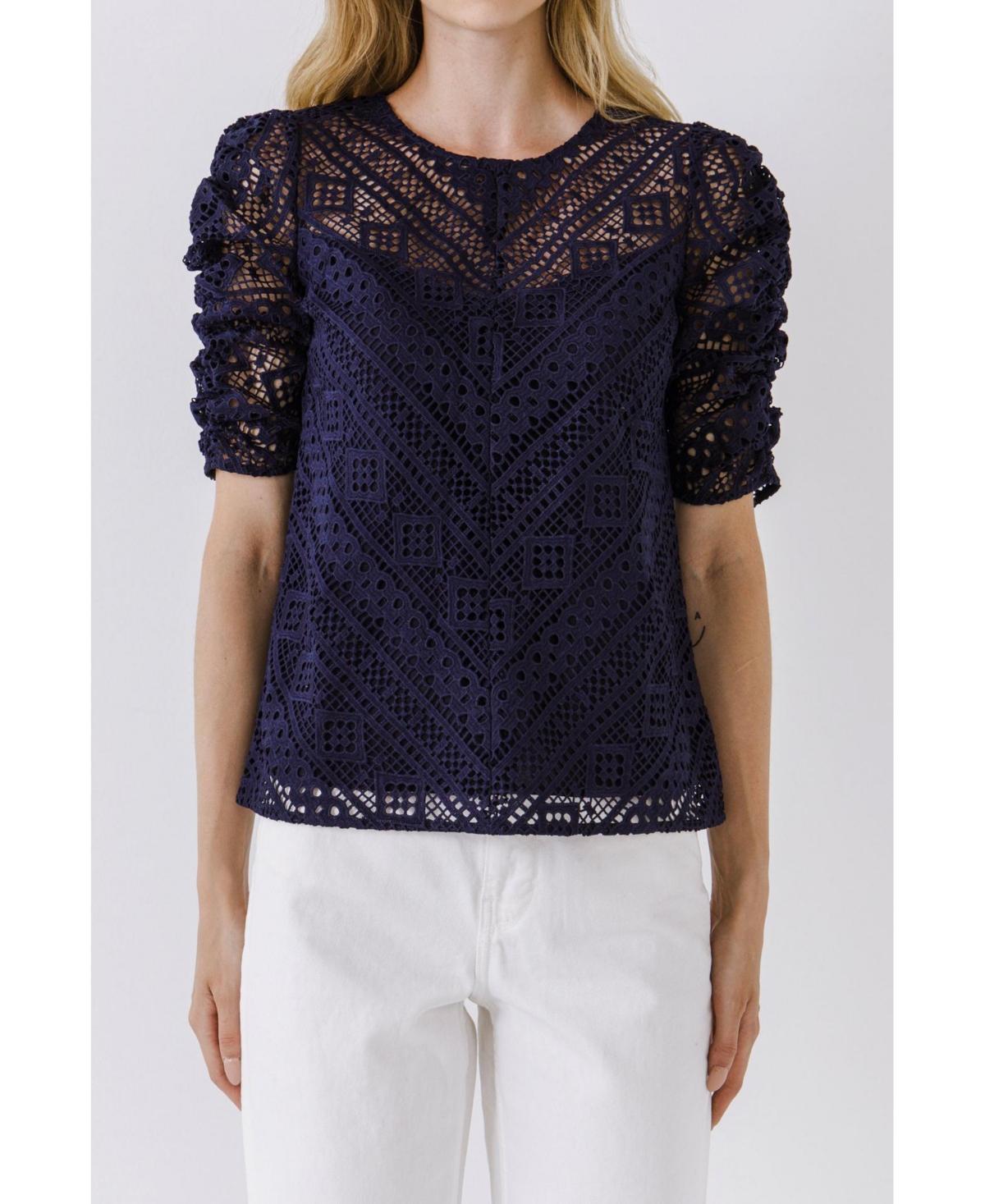 Womens Lace Stripe Top Product Image